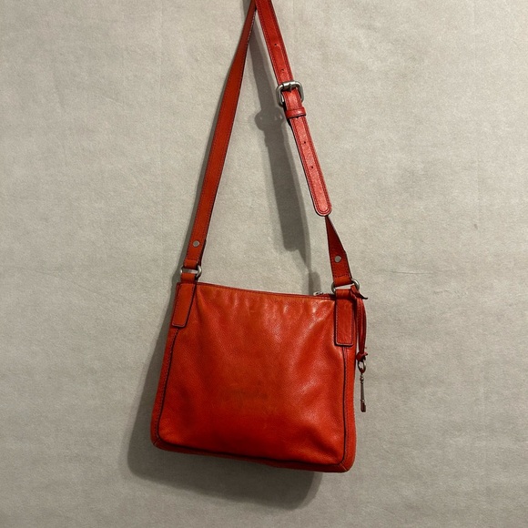 Fossil Marlow Crossbody Bag burnt out red  Leather Turnlock Purse Handbag - Picture 8 of 14